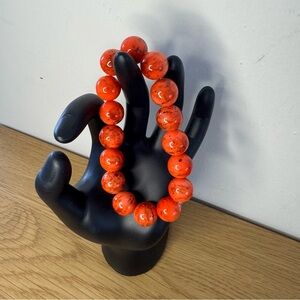 Orange Beaded Elastic Bracelet